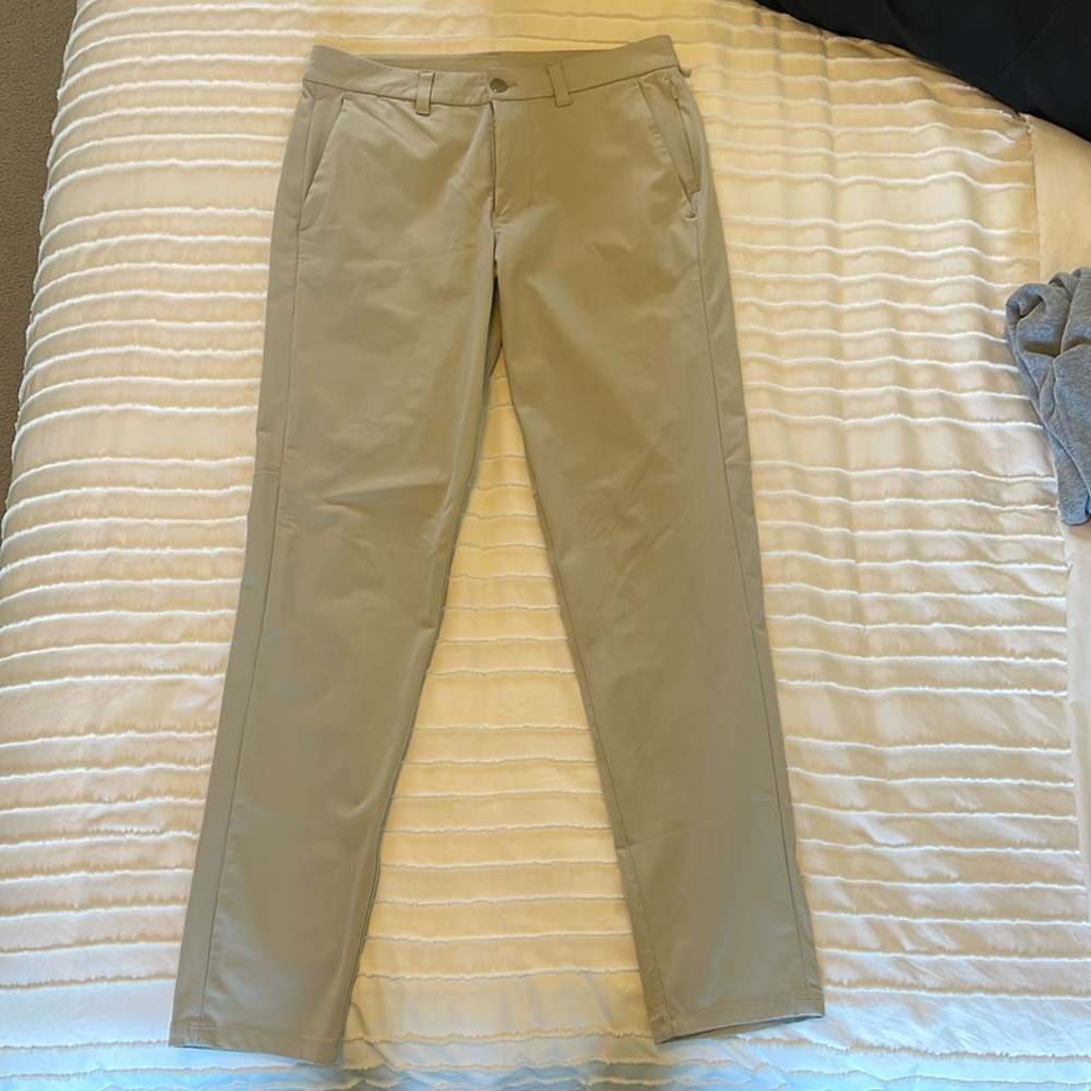 slightly worn mens lululemon khaki pants. Athletic slim fit size 30.